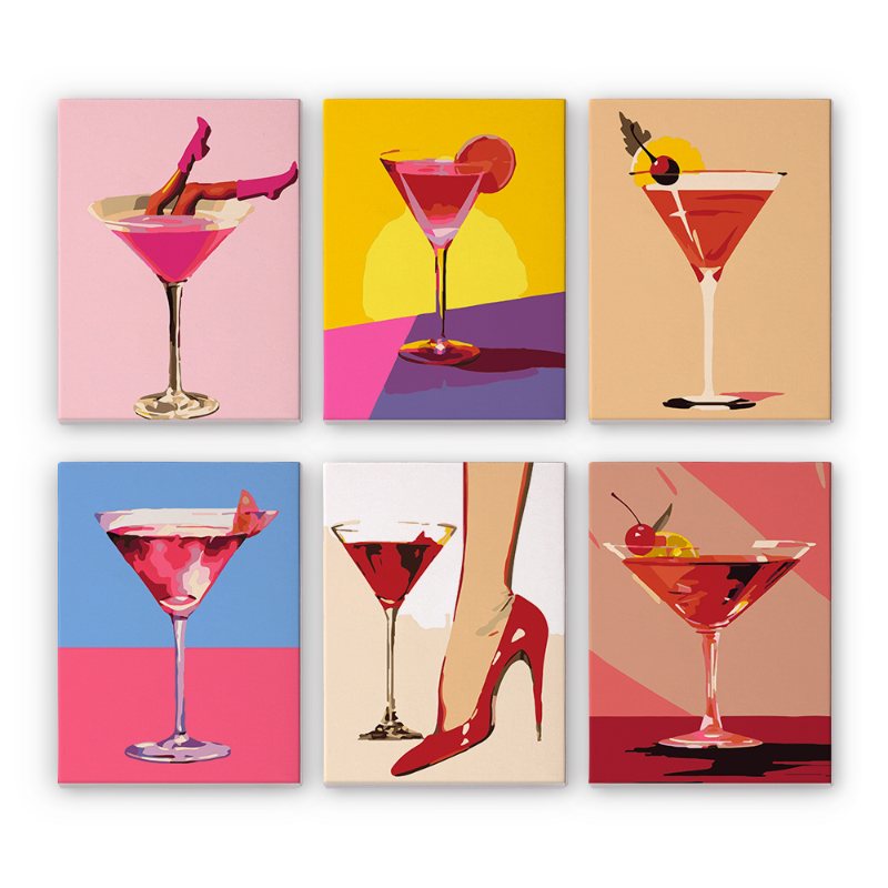 6 Mini Paintings   Fancy Cocktail Set