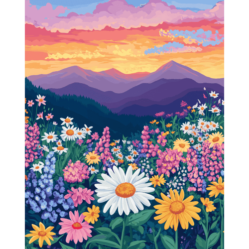 Paint by numbers - Colorful flower landscape | Paint by Numbers