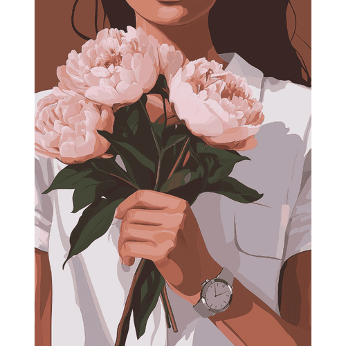 Paint by numbers - Woman holding Peonies | Paint by Numbers