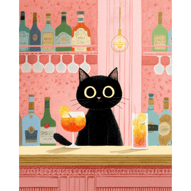 The black cat at the bar | Paint by Number