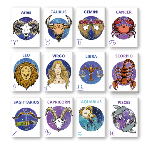 12 Mini Paintings | Zodiac Set
