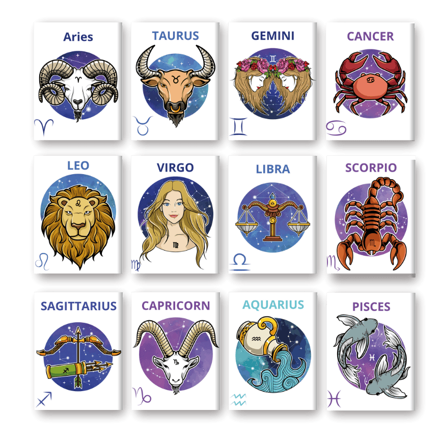 12 Mini Paintings | Zodiac Set