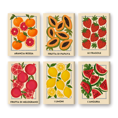 Paint by numbers - 6 Mini Paintings - Italian Fruit Set