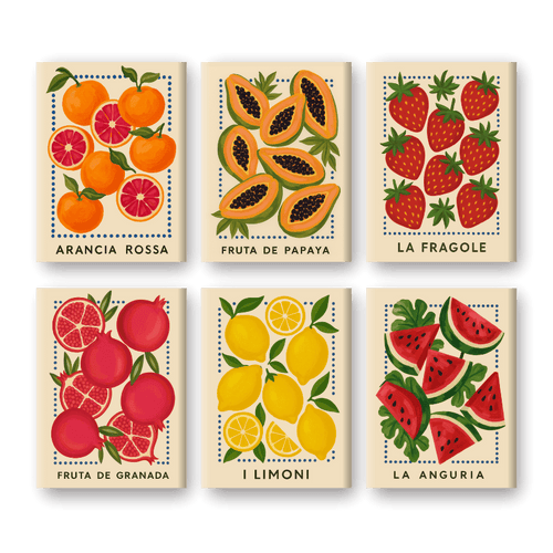 6 Mini Paintings - Italian Fruit Set