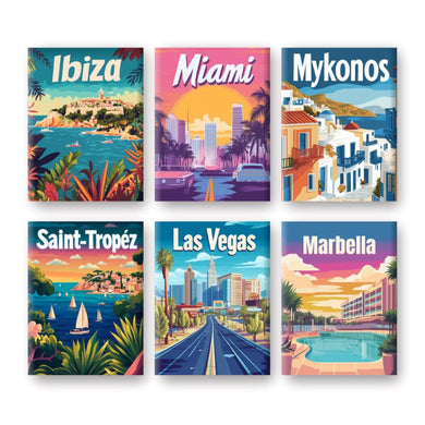 6 Mini Paintings - Travel Poster Set