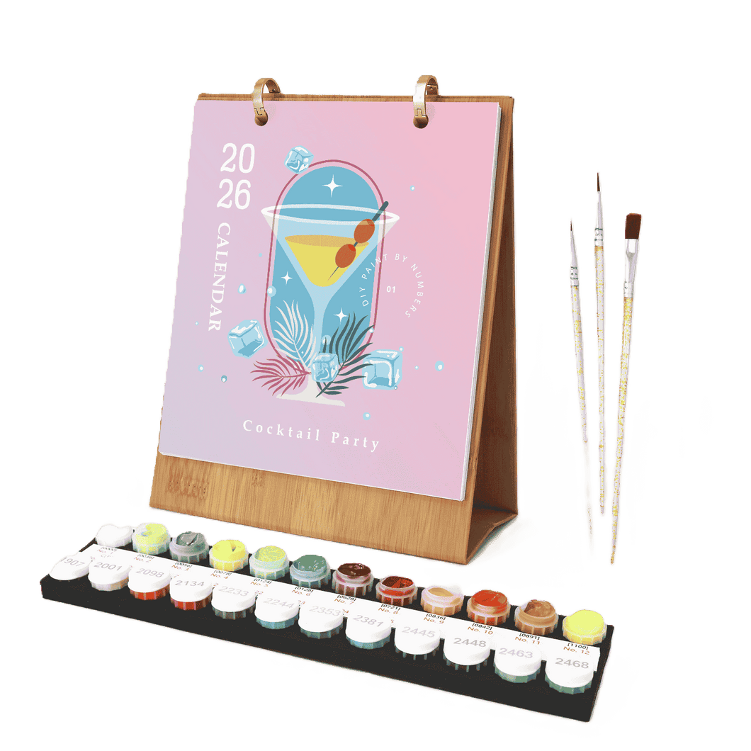 Paint by numbers   2026 Paint by Numbers desk Calendar |Cocktail Edition