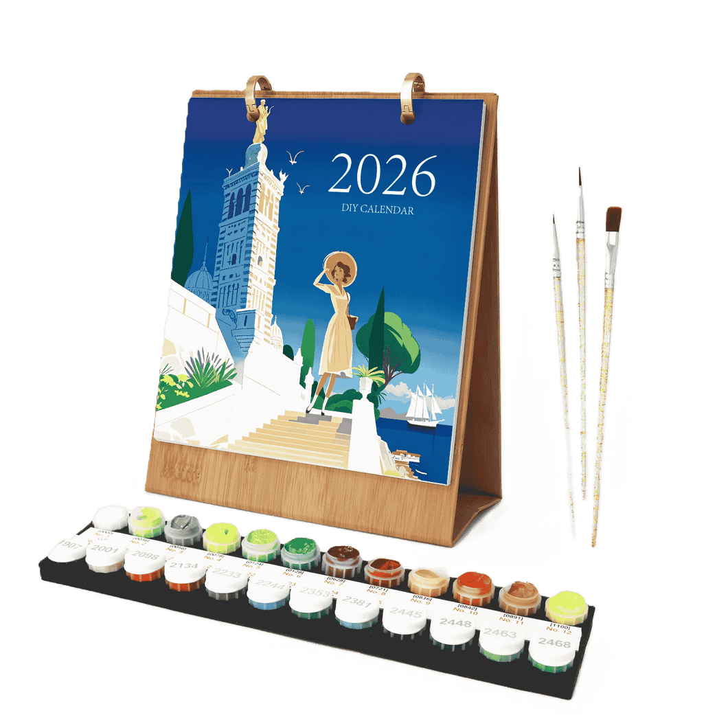 Paint by numbers   2026 Paint by Numbers desk Calendar | World trip Edition