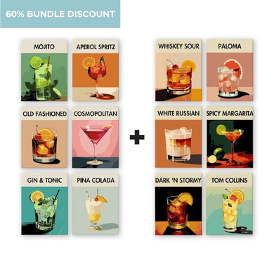 Paint by numbers - 12 Mini Paintings | Deluxe Cocktail Bundle