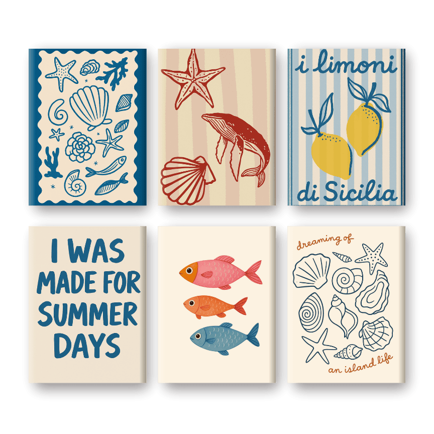 6 Mini Paintings   Beachlife Set