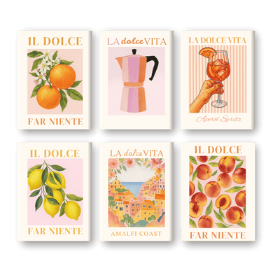 6 Mini Paintings - Italian ''Dolce Vita'' Set