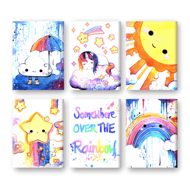 6 Mini Paintings | Kawaii Kawaii Rainbow Set - By Tiny Tami