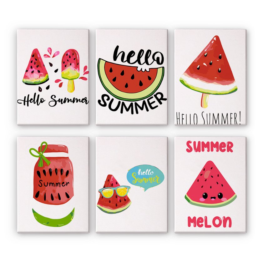 6 Mini Paintings   Summer Melon Set