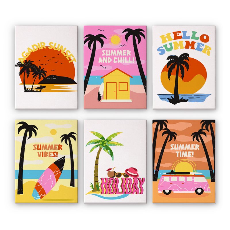 6 Mini Paintings   Summer Set