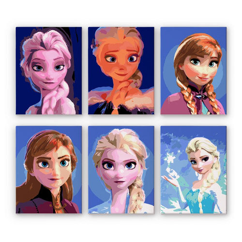 6 Mini Paintings - Winter Princesses Set