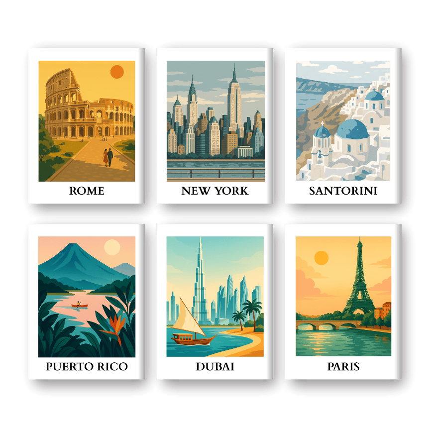 6 Mini Paintings   World Trip Set