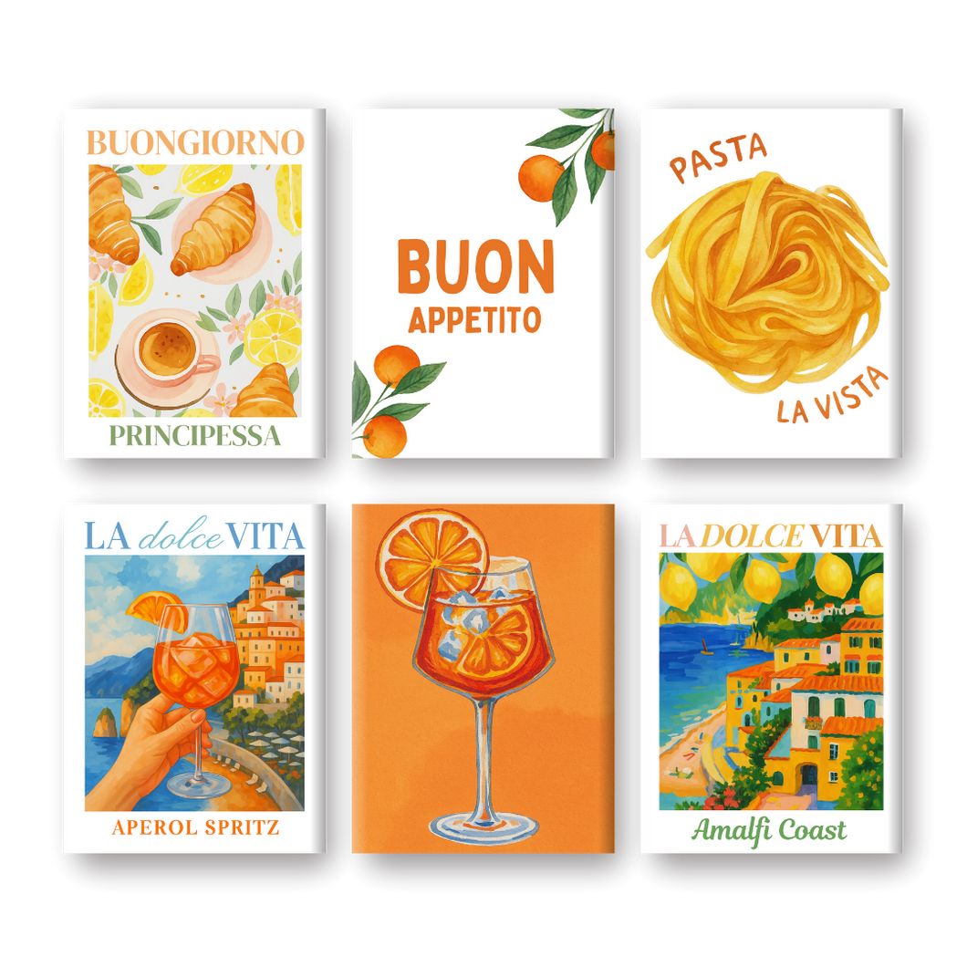 Paint by numbers   6 Mini Paintings   Italian Buon Appetito set