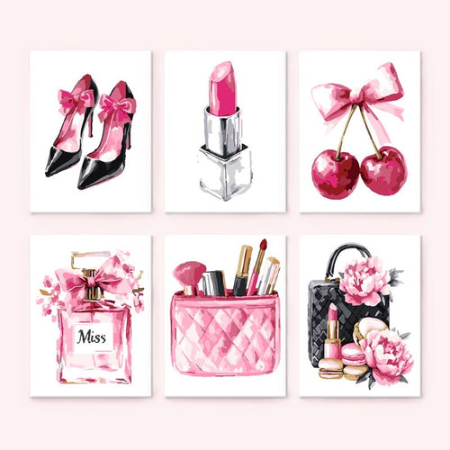 6 Mini Paintings - Pink glamour set