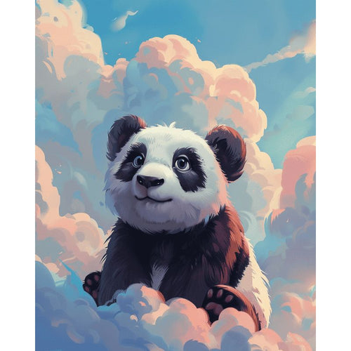 Panda dans les nuages | Peinture par Numéros