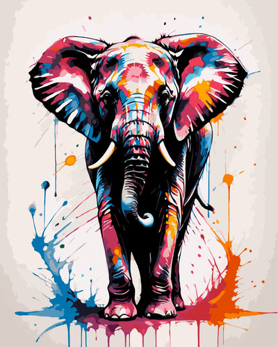 Éléphant – Tache de couleur | Peinture par Numéros