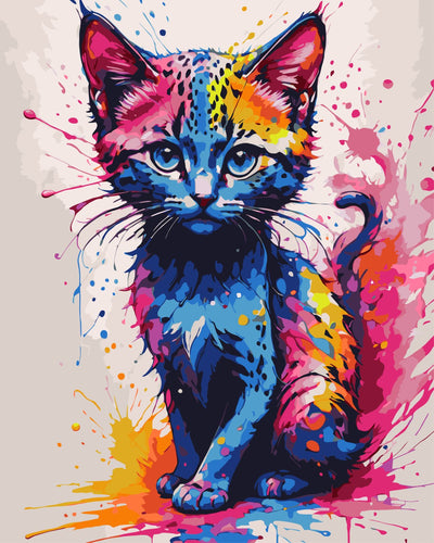 Chat - Éclaboussure de couleur | Peinture par Numéros