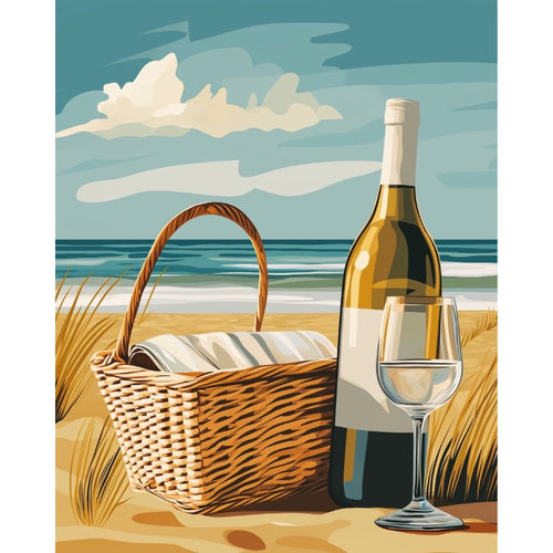 Vin à la plage | Peinture par Numéros