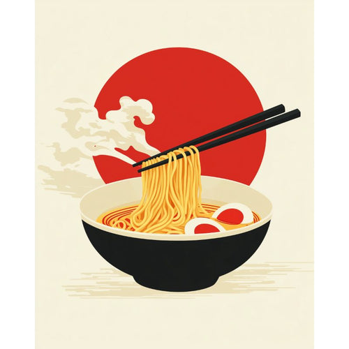 Nouilles ramen japonaises | Peinture par Numéros