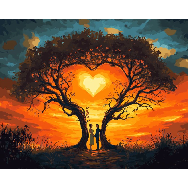 L'arbre de l'amour | Peinture par Numéros