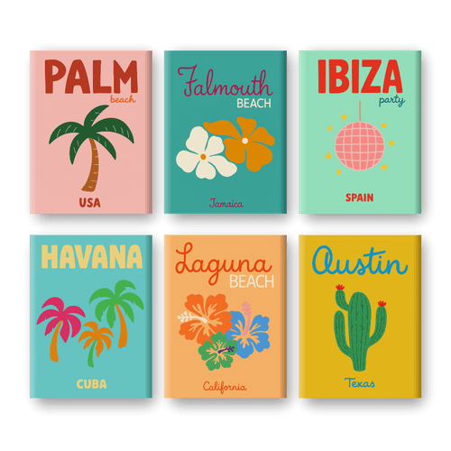 6 Mini Paintings - Beach & Summer Set