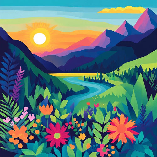 Paint by numbers - Mini Paint by Number with Frame - Colorful Landscape