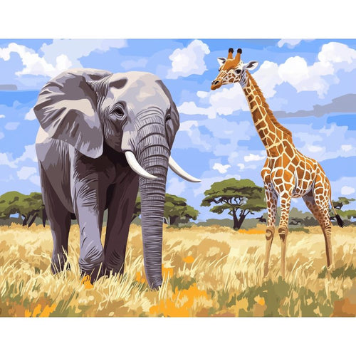 Éléphant et girafe | Peinture par Numéros