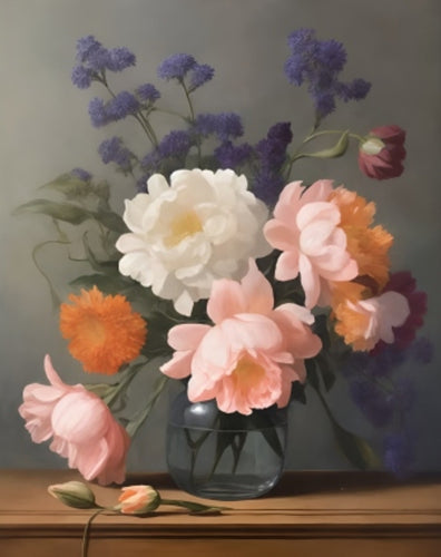 Fleurs Fraîches dans un Vase | Peinture par Numéros