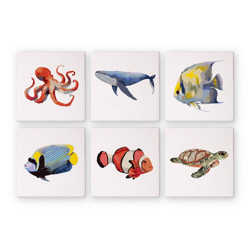 6 Mini Tableaux - Poissons