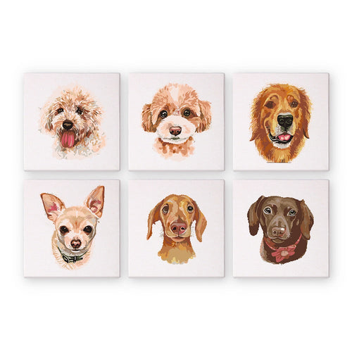 Peinture par Numéro - 6 Mini Tableaux | Coffret Chiens