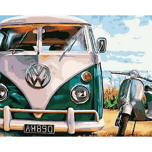 Paint by numbers - Old Bus and Scooter | Paint by Numbers